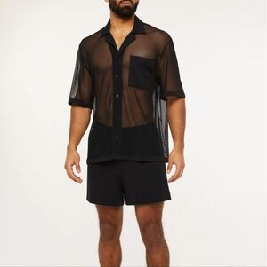Savage X Fenty Black Sheer Button Down Shirt